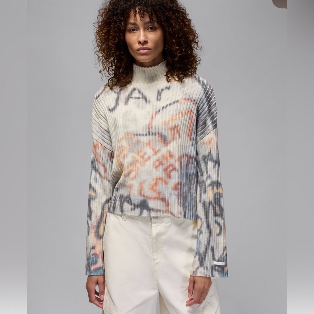 NWT Air Jordan Abstract Graffiti Ribbed Turtleneck Sweater $110 oversized - Picture 1 of 5
